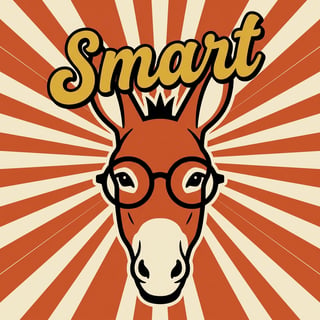 Retro Donkey Portrait with Glasses