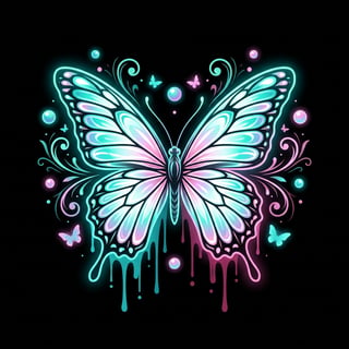 Fantasy Butterfly with Glowing Neon Wings