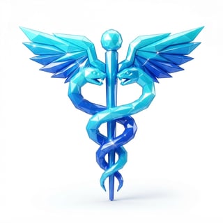 3D Low Poly Caduceus Emblem