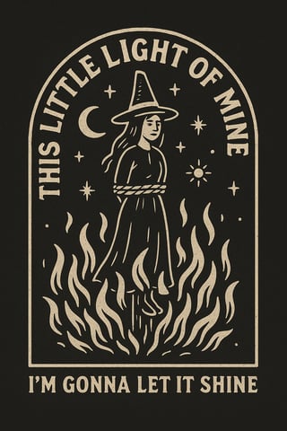 Vintage Witch Illustration with Quote
