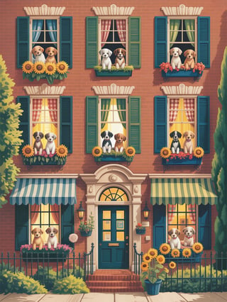 Cheerful Brick Townhouse Tapestry