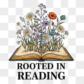 Cozy Book and Flowers T-Shirt Design