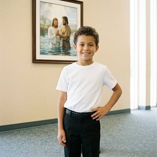 Portrait of Hispanic Boy in LDS Church