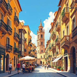 Sunlit Street in Salamanca, Spain