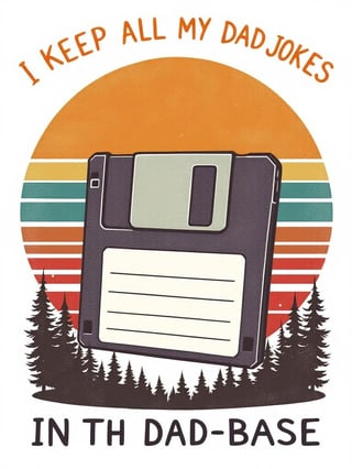 Retro Floppy Disk Sunset Illustration