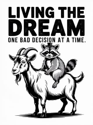 Humorous Raccoon and Goat Illustration
