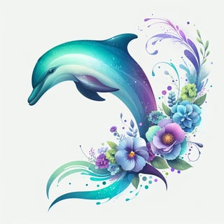 Stylized Floral Dolphin Illustration