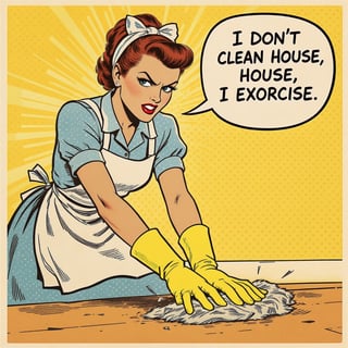 1950s Pop-Art Housewife Cleaning
