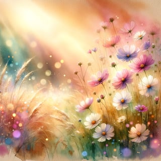 Dreamy Wildflower Meadow Watercolor