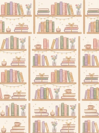 Romantasy Pastel Cozy Library Pattern