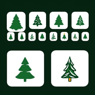 Green & White Christmas Tree Icons