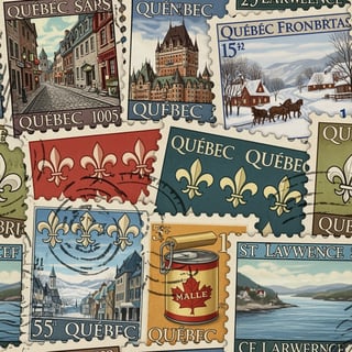 Vintage Québec Postage Stamp Collage