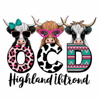Stylized Highland Cows Illustration