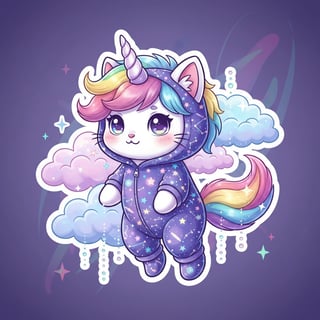 Chibi Unicorn Cat in Starry Onesie