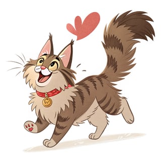 Joyful Maine Coon Cat with Heart