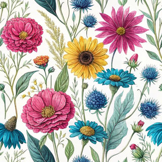 Vibrant Pressed Wildflowers Art