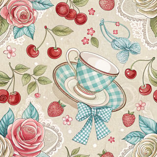 Feminine Tea Party Seamless Pattern