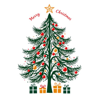 Minimalist Green Christmas Tree Illustration