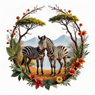 Centered Zebra Landscape on White