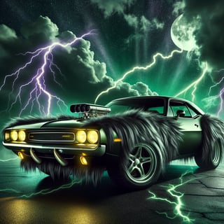 Werewolf Muscle Car with Glowing Eyes