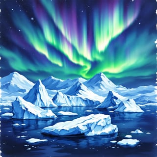 Ink and Watercolor Greenland Poster
