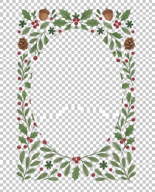 Vintage Botanical Frame - Burgundy & Sage