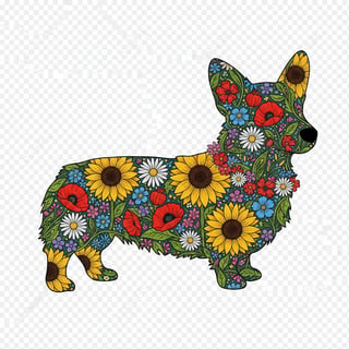 Boho Floral Corgi Illustration