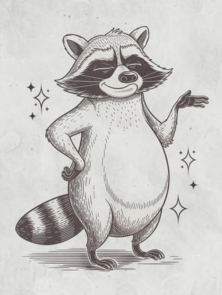 Vintage Smug Raccoon Illustration