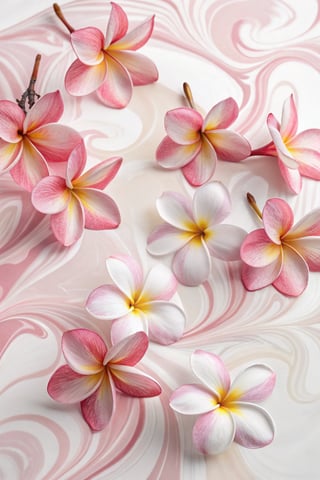 Photorealistic Pink and White Plumeria Flowers