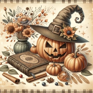 Hand-Drawn Fall Pumpkin Scene