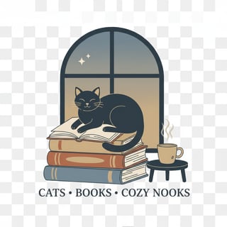 Cozy Cat Reading Graphic