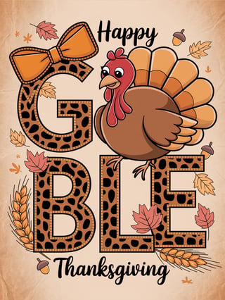 Thanksgiving GOBBLE Leopard Print Design