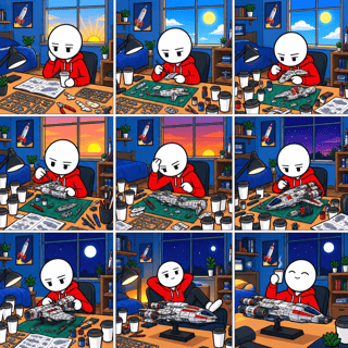 Flat 2D Cartoon Character at Desk
