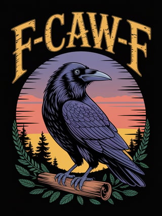 Raven with Rustic Text