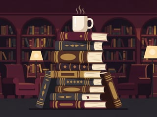 Stack of Books with Coffee Mug