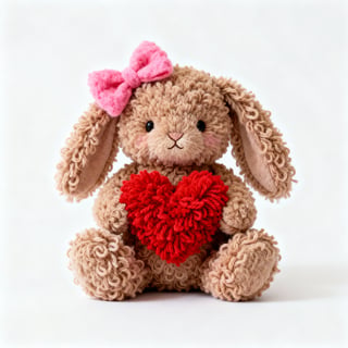 Cozy Easter Bunny with Red Heart