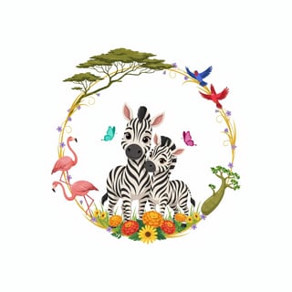 Elegant Central Zebras in Vibrant Scene