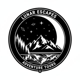 Black and White Night Landscape Logo