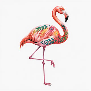 Whimsical Pink Flamingo Watercolor