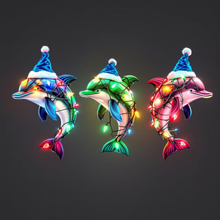 Boho Dolphins with Christmas Lights