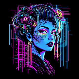 Cyberpunk Geisha T-Shirt Design