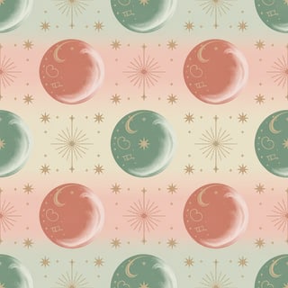 Celestial Boho Pattern with Moons and Crystals