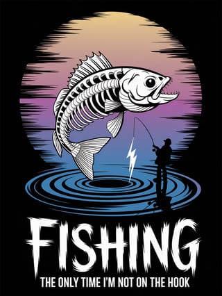 Edgy Skeletal Fish Fishing Design