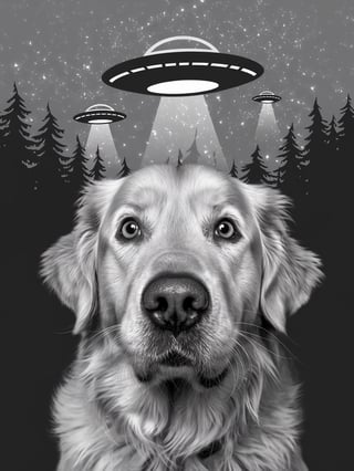 Confused Golden Retriever in Forest