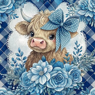 Cute Baby Highland Cow Illustration