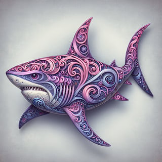 Ornate Purple Shark Digital Art