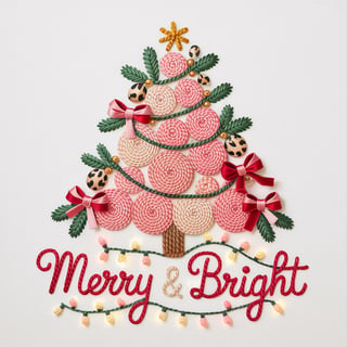 Pink Yarn Christmas Tree Embroidery