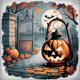 Vintage Halloween Watercolor Art
