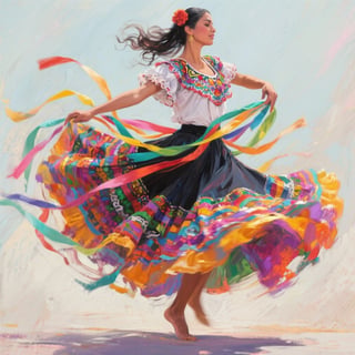 Vibrant Folklórico Dancer Skirt