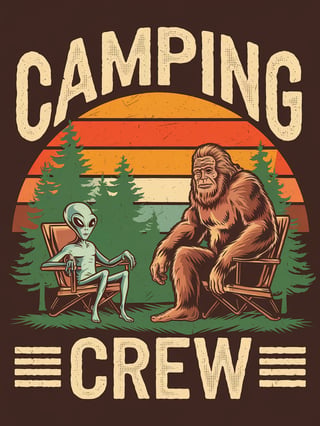Vintage Grunge Sunset Camping Tee